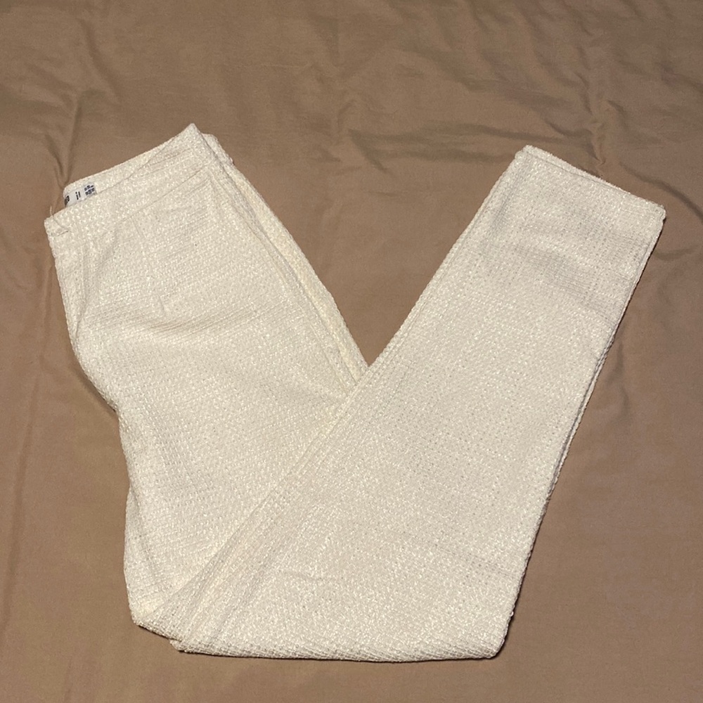 Off white/Beige Straight Leg Trousers